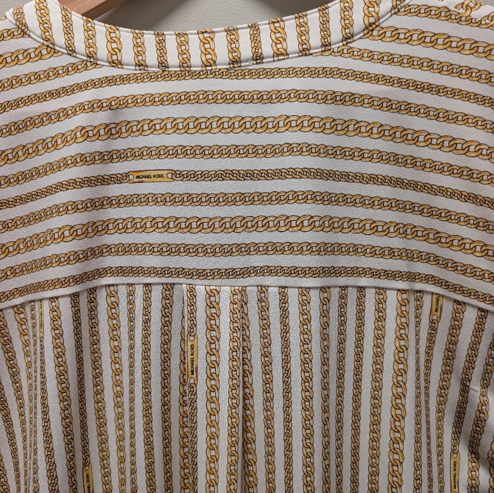 Michael Kors Chain Print Long Sleeve Blouse - Picture 8 of 13